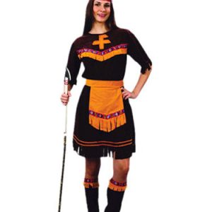 Indian American Costume Black Color Block Fringes Costume Dress Set Halloween