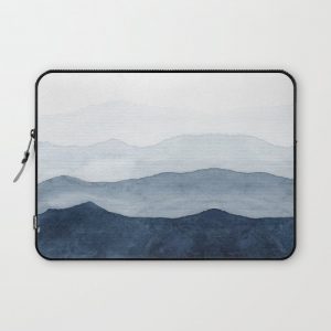 Indigo Abstract Watercolor Mountains Computer Cover by Kris Kivu - Laptop Sleeve - 13"