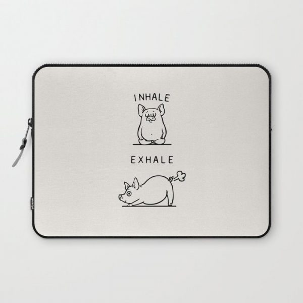 Inhale Exhale Pig Computer Cover by Huebucket - Laptop Sleeve - 13"