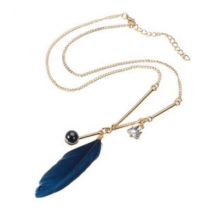 JASSY Blue Feather Copper Necklace