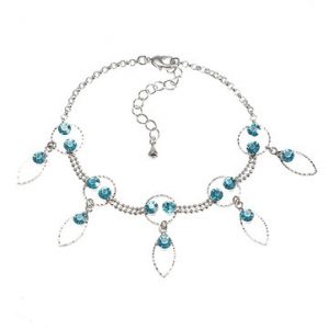 JASSY® Aquamarine Rhinestone Anklet