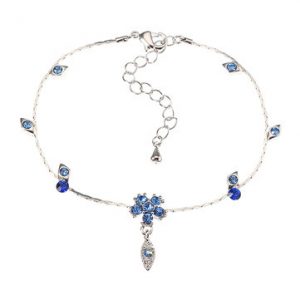 JASSY® Blue Crystal Flower Anklet