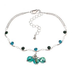 JASSY® Blue Triple Beads Crystal Anklet