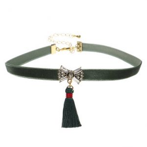 JASSY® Dark Green Tassel Choker