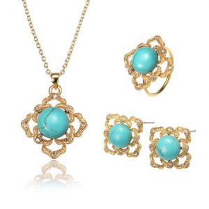 JASSY® Elegant Gold Plated Turquoise Set