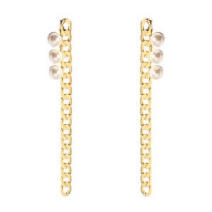 JASSY® Gold Link Chain Pearl Earrings