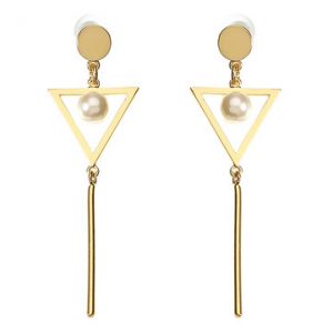 JASSY® Gold Triangle Pearl Earrings