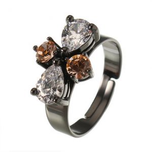 JASSY® Gun Black Gemstone Ring