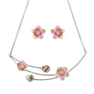 JASSY® Sweet Pink Flower Jewelry Set