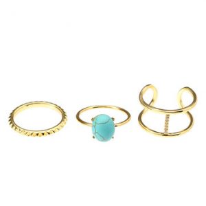 JASSY® Turquoise Zirconia Ring Set