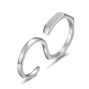 JURE 925 Sterling Silver Ring Zirconia Engagement Multi-finger Ring