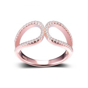 JURE 925 Sterling Silver Ring Zirconia Wedding Engagement Ring Proposal Bridal Halo Rose Gold Replacement