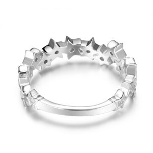 JURE 925 Sterling Silver Ring Zirconia Wedding Engagement Ring Star-shaped Proposal Bridal Halo Replacement