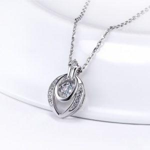 JURE Fashionable S925 Sterling Silver Pendant Rotatable Zirconia Sparkle Pendant Necklace 18 Inch