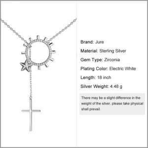 JURE S925 Solid Sterling Silver Chain Necklace The One Jewelry Zirconia 18 Inch