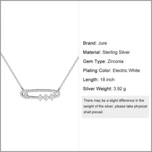 JURE S925 Solid Sterling Silver Chain Necklace The One Jewelry Zirconia 18 Inch