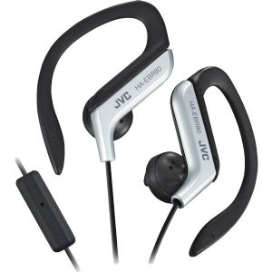 JVC Sports Ear Clip Headphones With Mic And Remote-Silver (HAEBR80S)