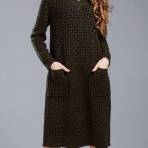 Jacquard Casual Long Sleeve Sweater Dress