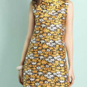 Jacquard Floral Sleeveless Casual Mini Dress