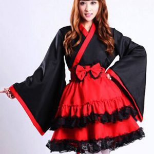 Japanese Costume Cute Cosplay Anime Women Red Kimono Fantasy Sunfyre Project Sakura Jasmine Outfit