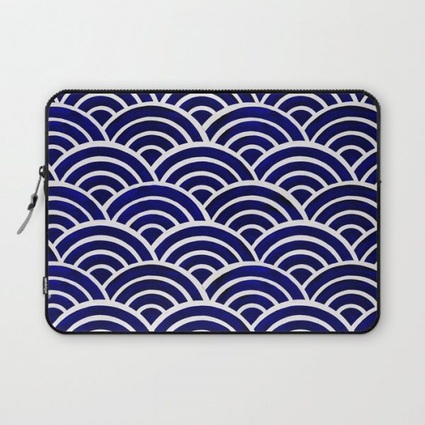 Japanese Seigaiha Wave - Navy Palette Computer Cover by Cat Coquillette - Laptop Sleeve - 13"