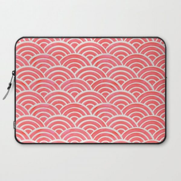 Japanese Seigaiha Wave Pattern - Coral Computer Cover by Cat Coquillette - Laptop Sleeve - 15"