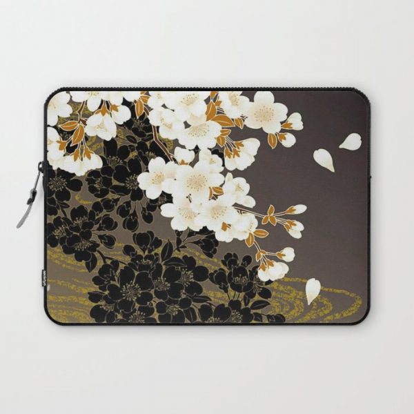 Japanese Sumi Black and White Cherry Blossom Computer Cover by Osho Designs - Laptop Sleeve - 13"