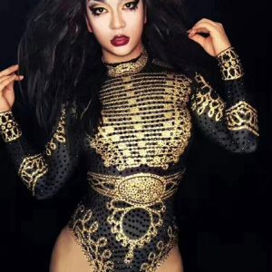 Jazz Dance Costume Sexy Long Sleeve Royal Bodysuits Women Nightclub Wear Halloween