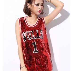 Jazz Dance Costume Vest Women Sequin Glitter Hip Hop Dancing Tank Dress