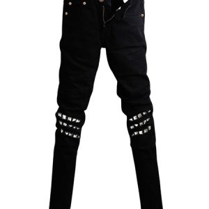 Jean For Men Rivets Gothic Retro Black Gothic Costume