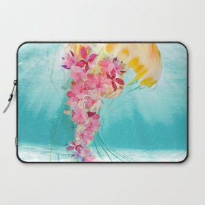 Jellyfish with Flowers Computer Cover by Nadja - Laptop Sleeve - 15"