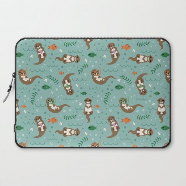 Kawaii Otters Playing Underwater Computer Cover by Lathe & Quill - Laptop Sleeve - 15"