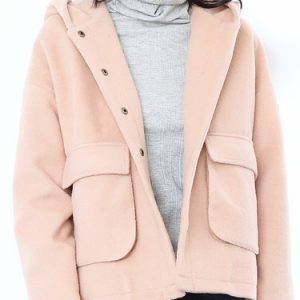 Khaki Long Sleeve H-line Solid Hoodie Coat