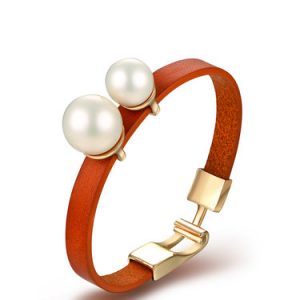 Khaki Pearl Synthetic Materials Round Bracelet