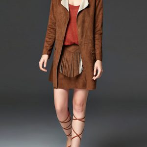 Khaki Plain Long Sleeve Coat