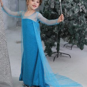 Kids Elsa Cosplay Frozen Blue Dress Tulle Kids Cosplay Costumes