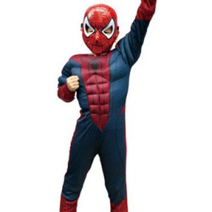 Kids' Halloween Costume Boys Ink Blue Spiderman Roman Knit Cosplay Jumpsuit With Mask Halloween