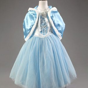 Kid's Halloween Costume Frozen Queen Blue Tu Tu Dresses With Cape Coat For Girls Halloween