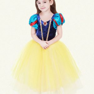 Kids' Halloween Costume Girls Blue Snow White Tulle Classic Tu Tu Dress With Cloak Halloween