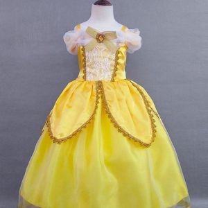 Kid's Halloween Costume Princess Belle Yellow Dresses For Girl Halloween