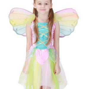 Kids Halloween Costumes Angel Rainbow Petal Children Dress