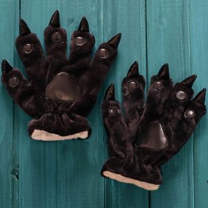 Kigurumi Pajama Black Claw Bear Onesie Gloves Flannel Kigurumi Cosplay Costume For Women Halloween