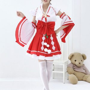 Kimono Japanese Costume Red Women Short Dresses Outfit