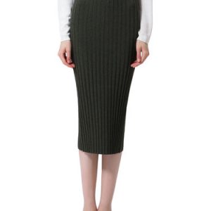 Knitted Casual Slit Midi Skirt