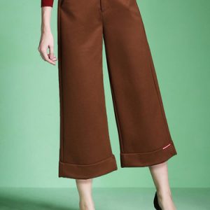 Knitted Casual Solid Wide Leg Pants