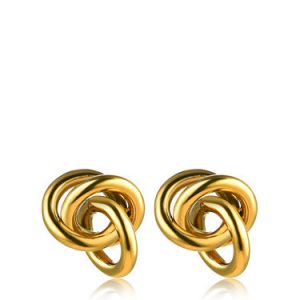 Knot Golden Round Synthetic Materials Earrings