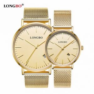 LONGBO Couple Calendar Waterproof Weave Mesh Thin Strap Watch