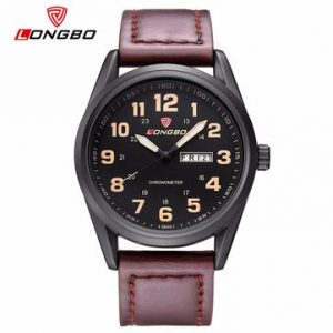 LONGBO Men Watch PU/Stainless Steel Luminous Day/Week Watch