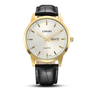 LONGBO Simple Watch Leather Week/Date Sport Watch for Couple Gift