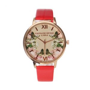 LVPAI Elegant Vintage Flower Leather Watch